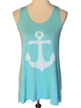 Rachel Kate Turquoise Anchor Racerback
Tank Coral Cinch High-Low Nautical M NWOT
